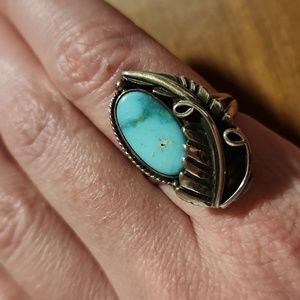 Meg Girard, Turquoise and Feather ring size 8